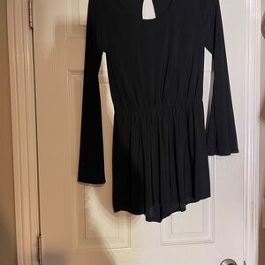 Elegant Black Long Sleeve short Romper